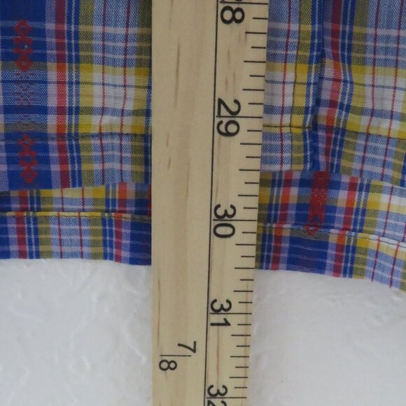 Basic Options* Men's Short Sleeve Button Down Straight Hem Pocket Plaid Shirt~XL - Picture 7 of 10